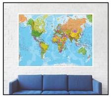 Listing image for World Map Atlas Detailed Large Poster Art Print Gift - A0 A1 A2 A3 A4 A5 + More