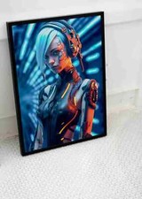Listing image for TRIPPY PSYCHEDELIC GIRL POSTER CYBERPUNK PRINT ABSTRACT AI WALL ART SIZE -A3 A4