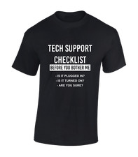 Listing image for TECH SUPPORT CHECKLIST MENS T SHIRT FUNNY PC IT PROGRAMMER JOKE TOP GAMER GIFT