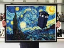 Listing image for Doctor Who Poster Tardis Poster Starry Night Poster Bedroom Wall Art