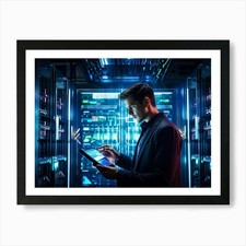 Listing image for Man Using Tablet In Data Center 2 A Framed Wall Art Poster Canvas Print Picture