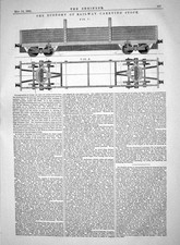Listing image for Old Print Engineering 1865 Economy Railway Carrying Stock Train Machinery 19th