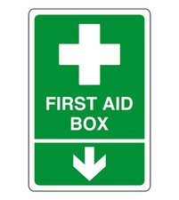 Listing image for First aid box arrow down - safety sign - AED sign, first aid stickers, first ai