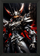 Listing image for Black Armor Robot Mecha Framed Wall Art Poster Canvas Print Picture
