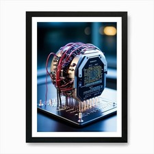 Listing image for A Futuristic Ai Chip Represented By Framed Wall Art Poster Canvas Print Picture
