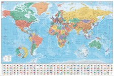 Listing image for World Map Maps Educational Maxi Poster Print 61x91.5cm | 24x36 inches