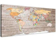 Listing image for Large Decorative Map of World Atlas Canvas Wall Art Print - 120cm Wide - 1326