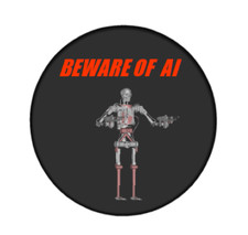 Listing image for Beware of AI Artificial Intelligence Pinback Button Badge 25mm, 32mm, 58mm