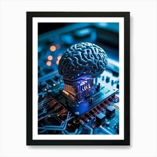 Listing image for A Futuristic Ai Chip Represented By Framed Wall Art Poster Canvas Print Picture