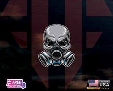 Listing image for GAS MASK SKULL DECAL STICKER DESIGN LAMINATED +6Y + US + VINYL AI