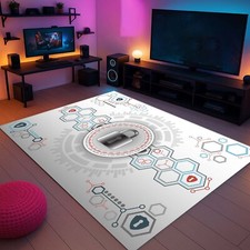 Listing image for Tech Theme Rug, Cybersecurity Decor, Modern Office Rug, Digital Print Carpe