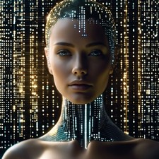 Listing image for AI Phone Sticker (2 Inch) Woman Model Artificial Intelligence With LED