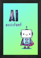 Listing image for AI Assistant Cartoon Robot Framed Wall Art Poster Canvas Print Picture