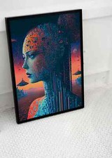Listing image for TRIPPY PSYCHEDELIC GIRL POSTER ABSTRACT BEAUTIFUL AI WALL ART PRINT SIZE A3 A4