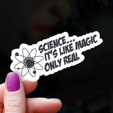 Listing image for Funny Science Sticker. Laptop Decal. Dishwasher Safe Water Bottle Decor.