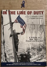 Listing image for 9/11 Tribute Pin & In the Line of Duty NYC Police Firefighter Book VG